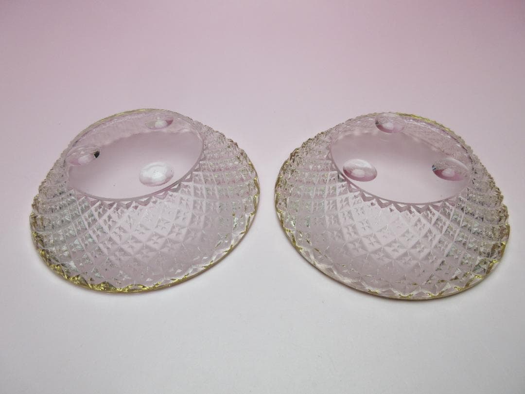 江戸ガラス ギヤマン 金縁 花魚子模様 小鉢 盃 6客 70307