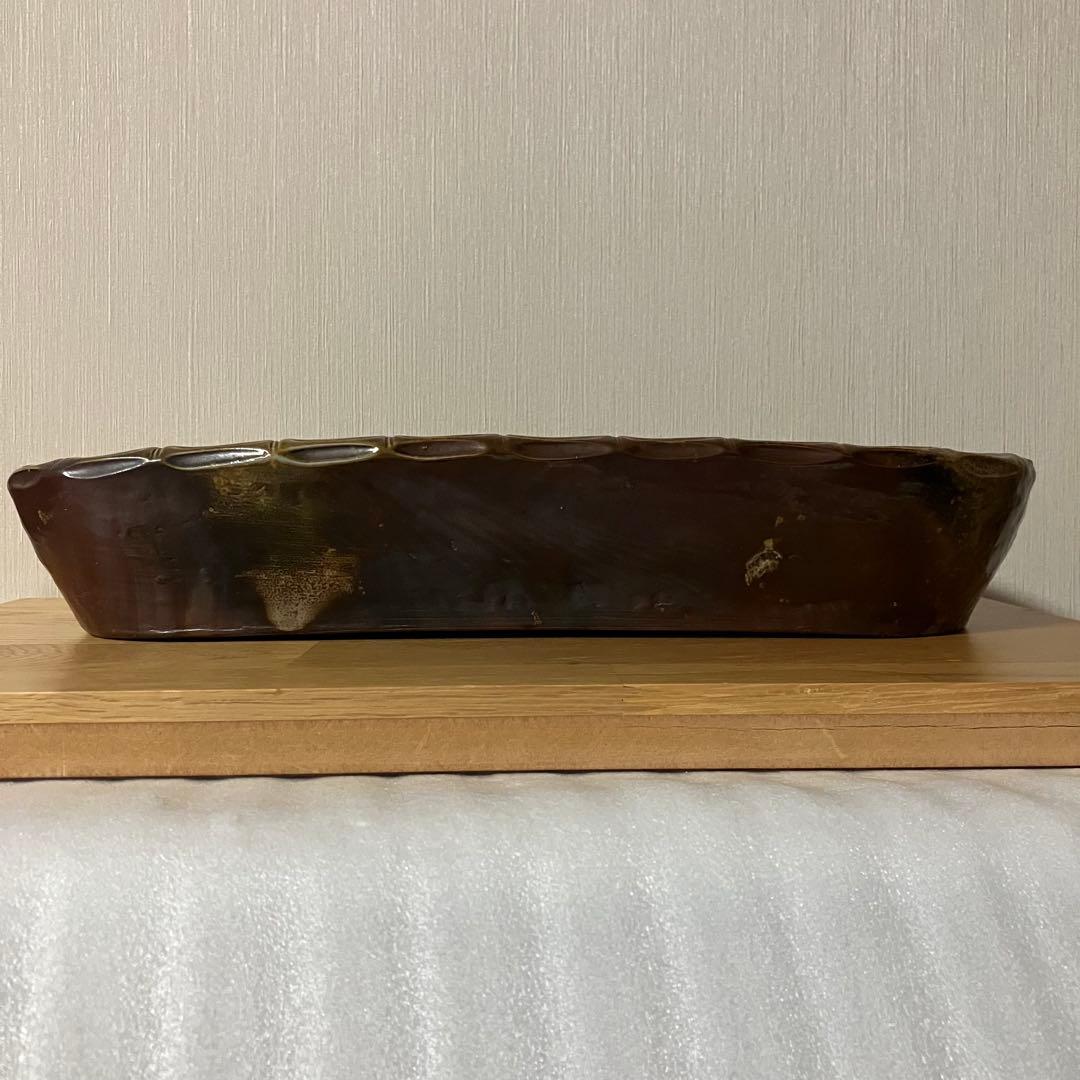 備前焼　原田陶月造　水盤　楕円皿　鉢　※