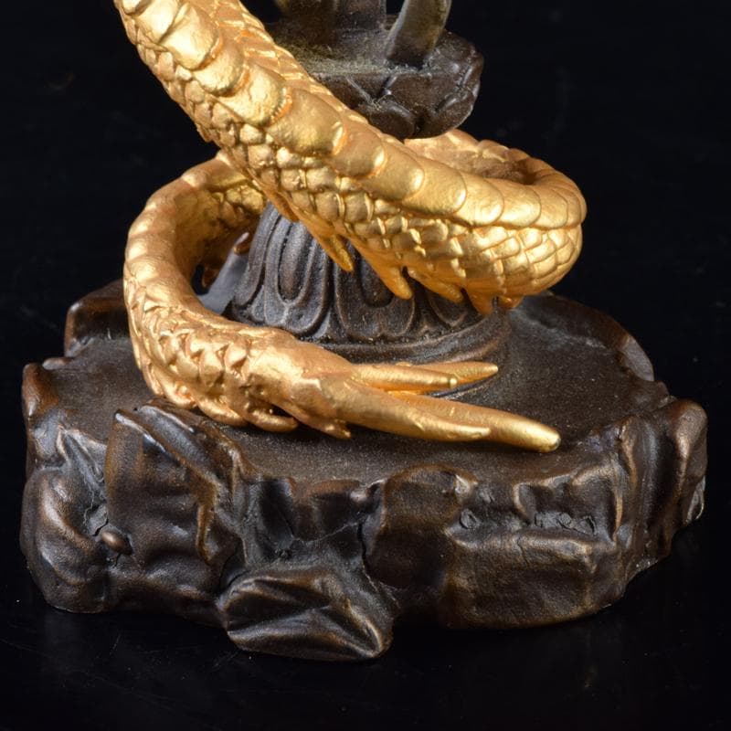 仏教美術　古銅鍍金　龍神　倶利伽羅大龍　不動明王　置物　時代箱付　M　7049