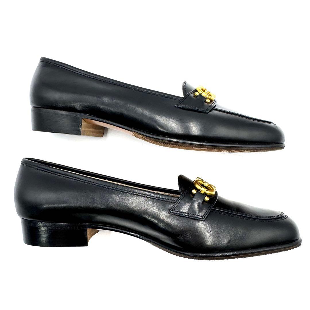 【美品】Ferragamo ガンチーニ ブラック ローファー 23.5㎝