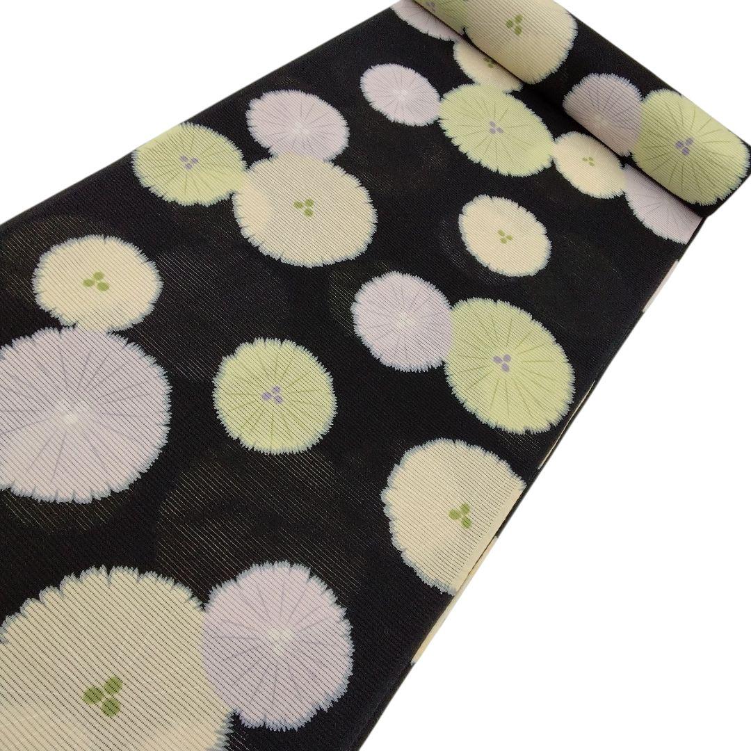 紫織庵　大正友禅　綿絽　絽　浴衣　反物　着物　黒　#7