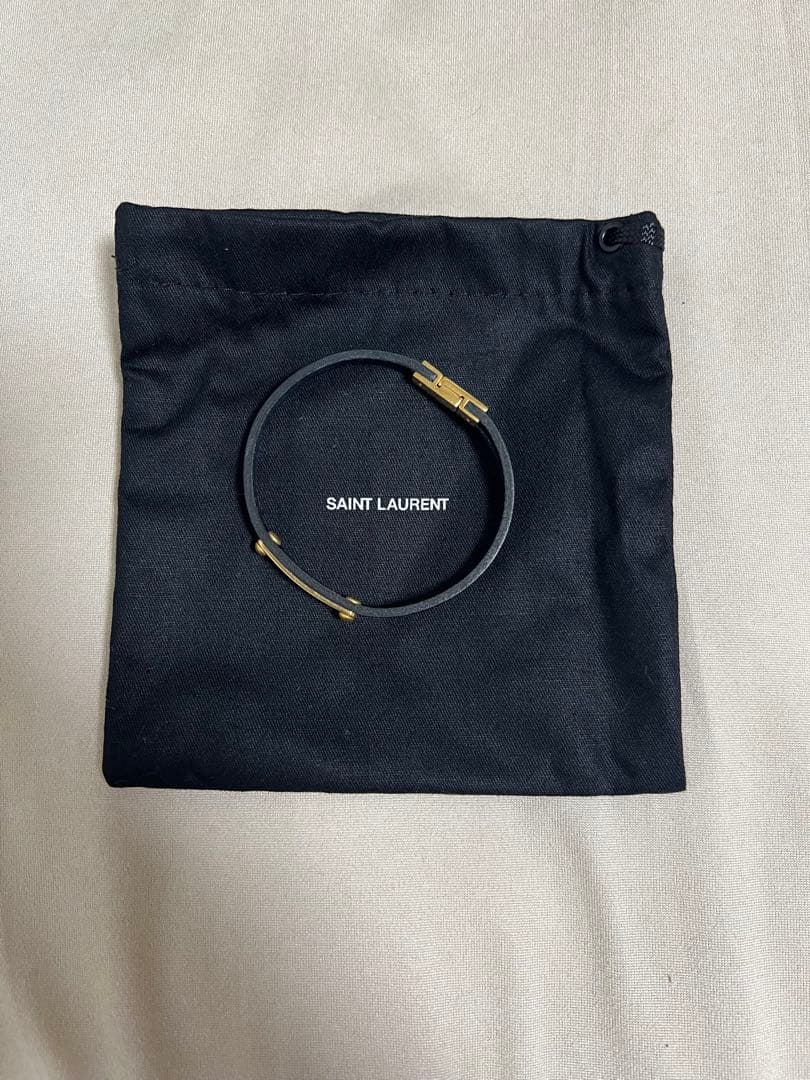【美品】SAINT LAURENT IDプレートブレスレット ゴールド