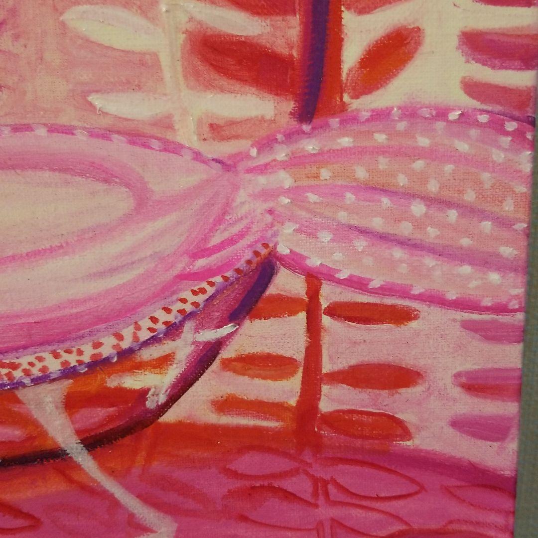 油絵　はち　小鳥さんのかくれんぼ　その2 見つけようとする鳥