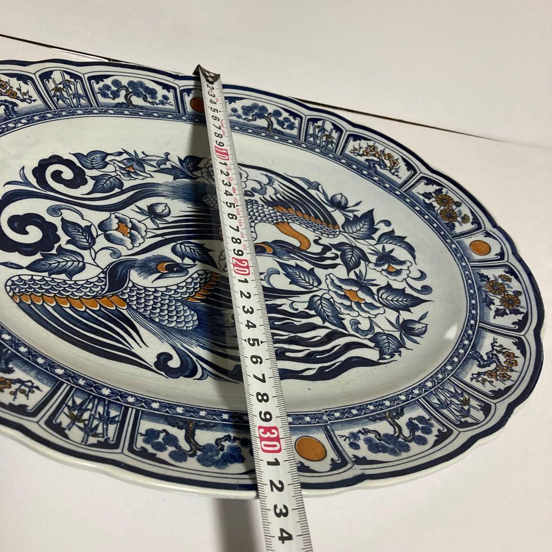 高級品・アンティーク・約40cmの大きな鳳凰柄オーバルプレート