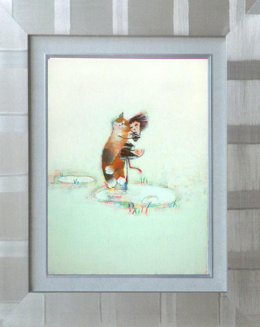 油絵 菅家令子 絵 絵画 インテリア F4-072719 可愛い子猫と女の子蟻