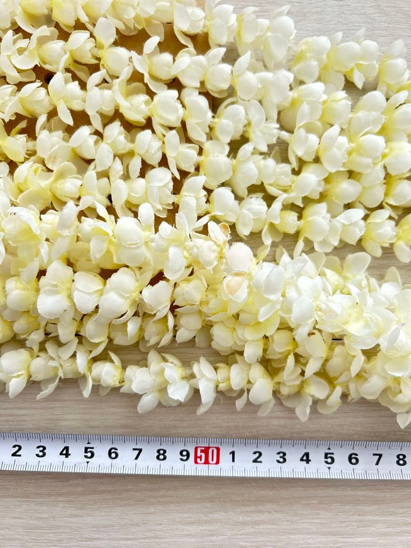 3058. フラダンス　タヒチアン　レイ　フラワーレイ　ピカケ　5連　ホワイト系