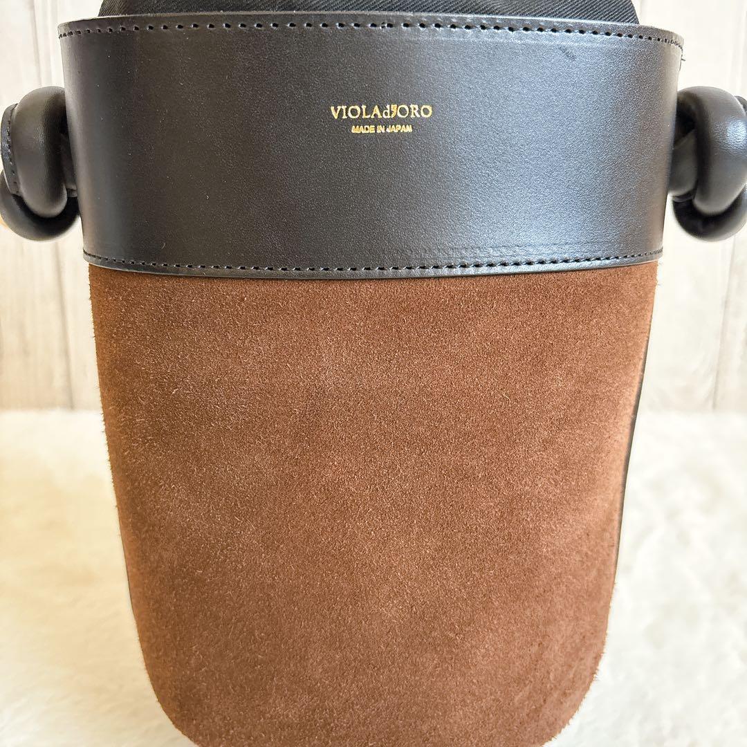 【美品】VIOLAd'ORO ヴィオラドーロ バケツバッグ トート巾着 スエード