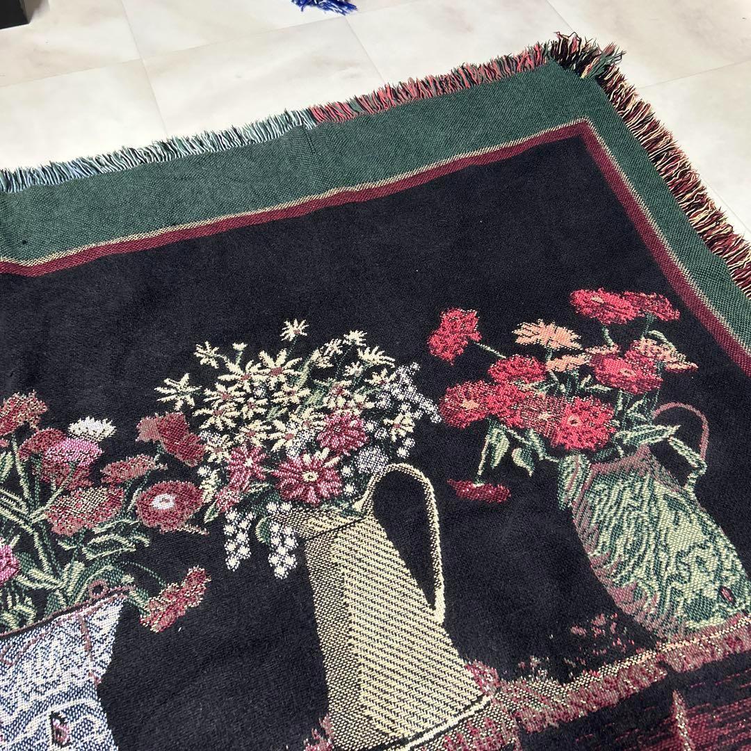 花　花瓶　マルチカバー　ソファーカバー　ヴィンテージラグ　120x165