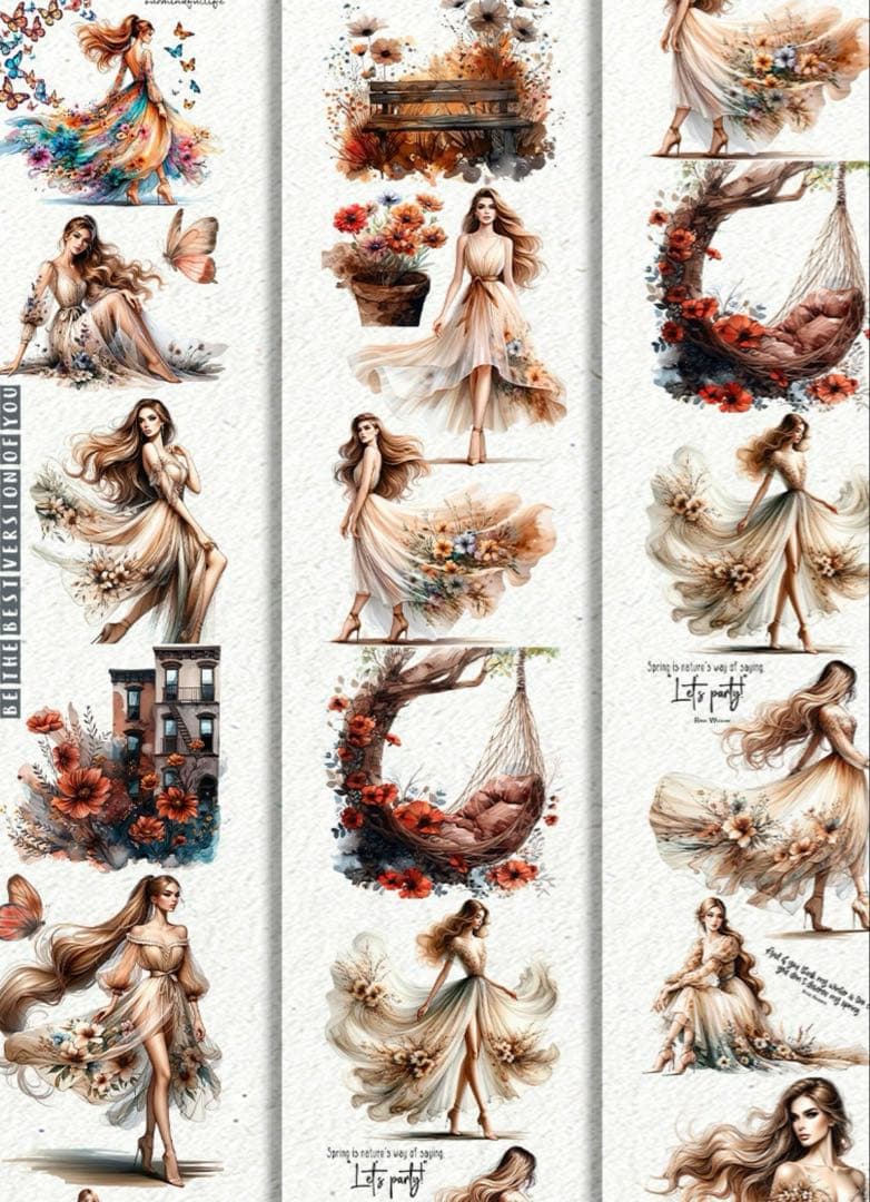 海外マステ切り売り ScrapbookArtSupply 花 フェアリー 妖精