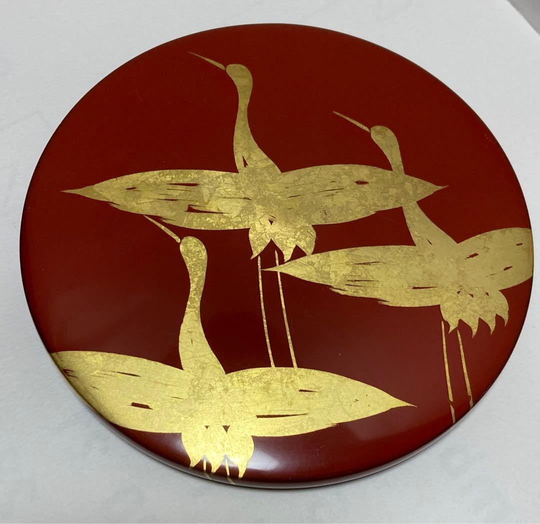 山田平安堂 翔鶴 二段重 直径12㎝ 金箔重箱 お弁当にも