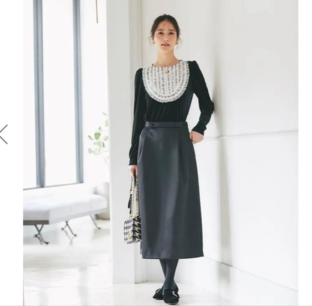 完売商品　seventen セブンテン　チュールフリルベロアトップス　Sブラック