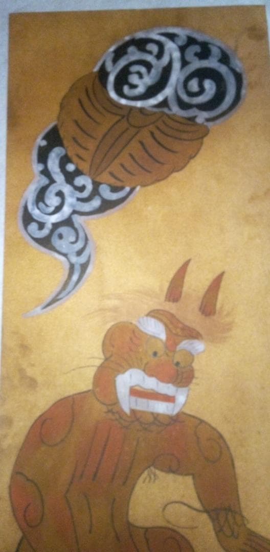 模写大津絵、鬼の行水、額付き