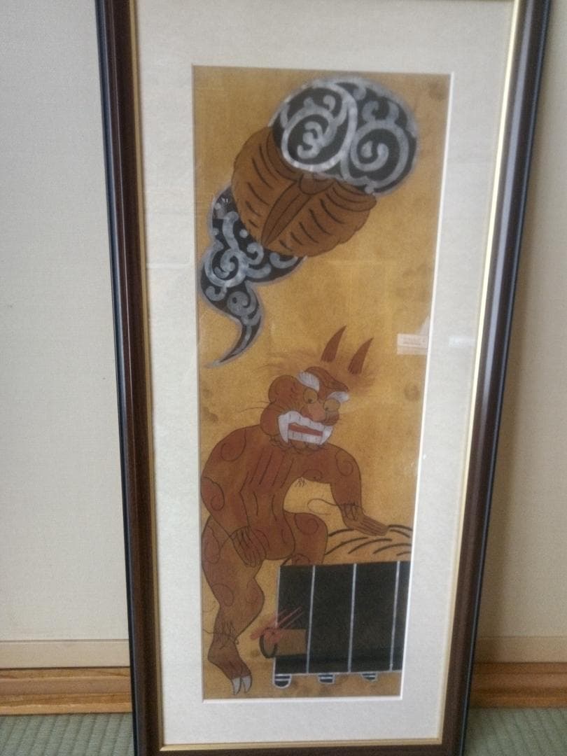 模写大津絵、鬼の行水、額付き