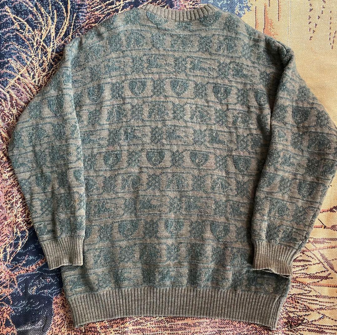 【英国製】80s 90s 希少柄 Burberrys ニット•セーター グリーン