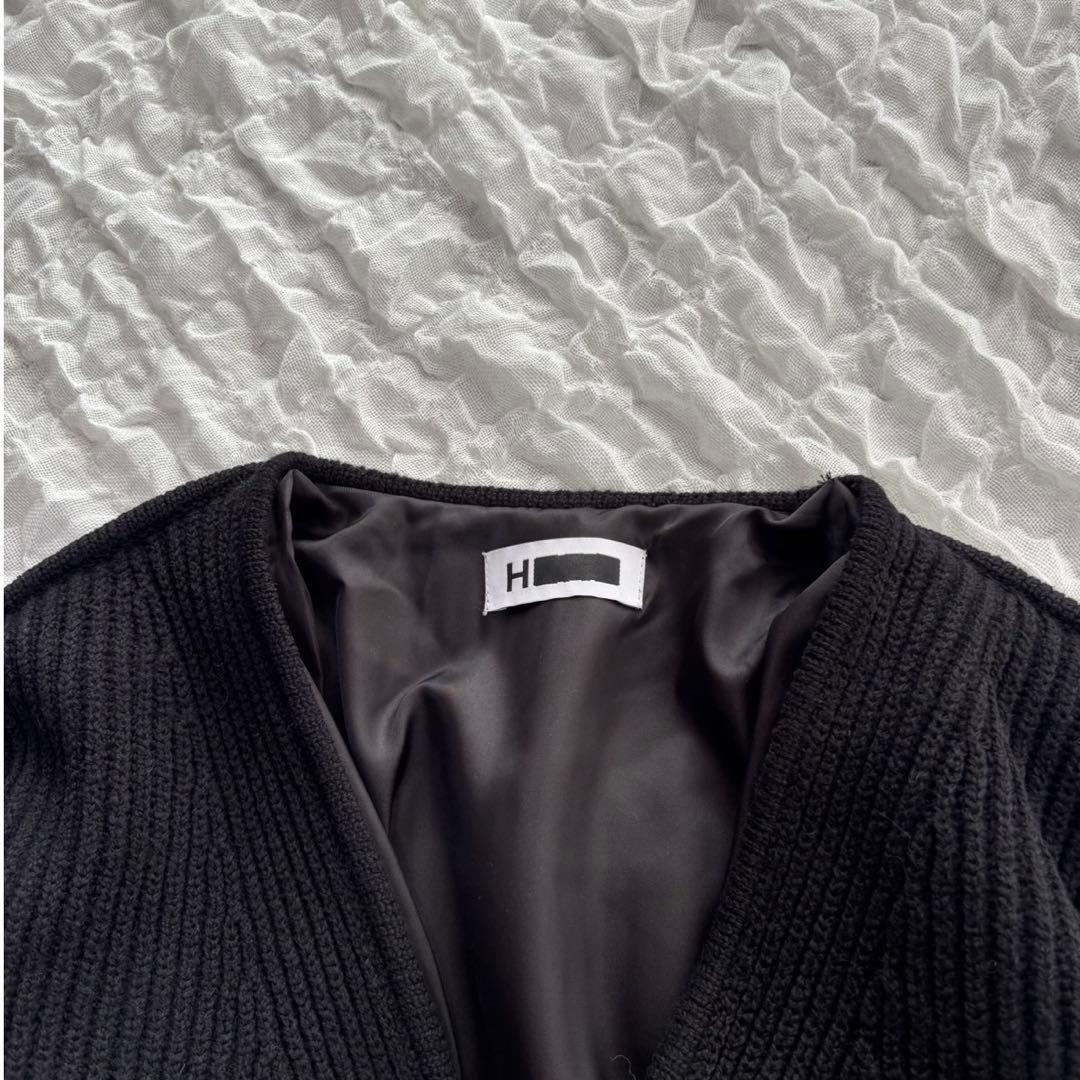 【美品】 H BEAUTY&YOUTH ウールナイロンリブカーディガン