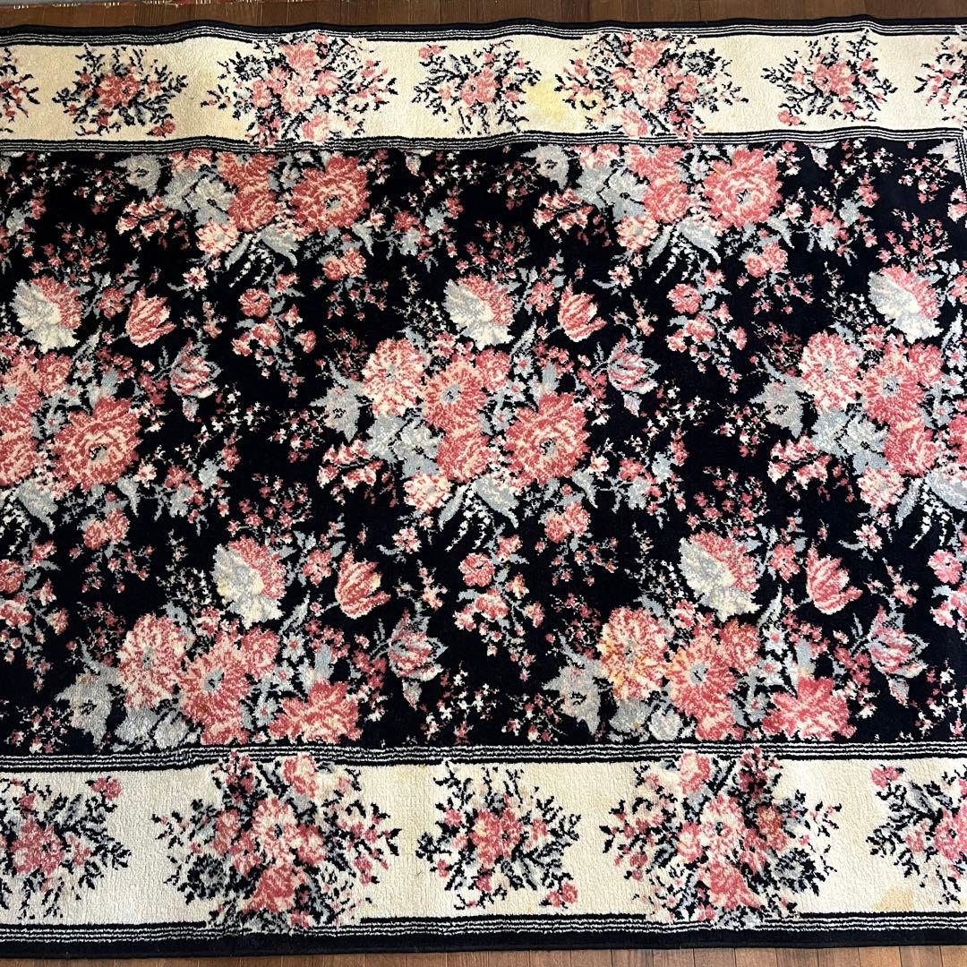 【アンティーク】昭和レトロ 花柄 絨毯 カーペット ラグマット 古道具 古民家