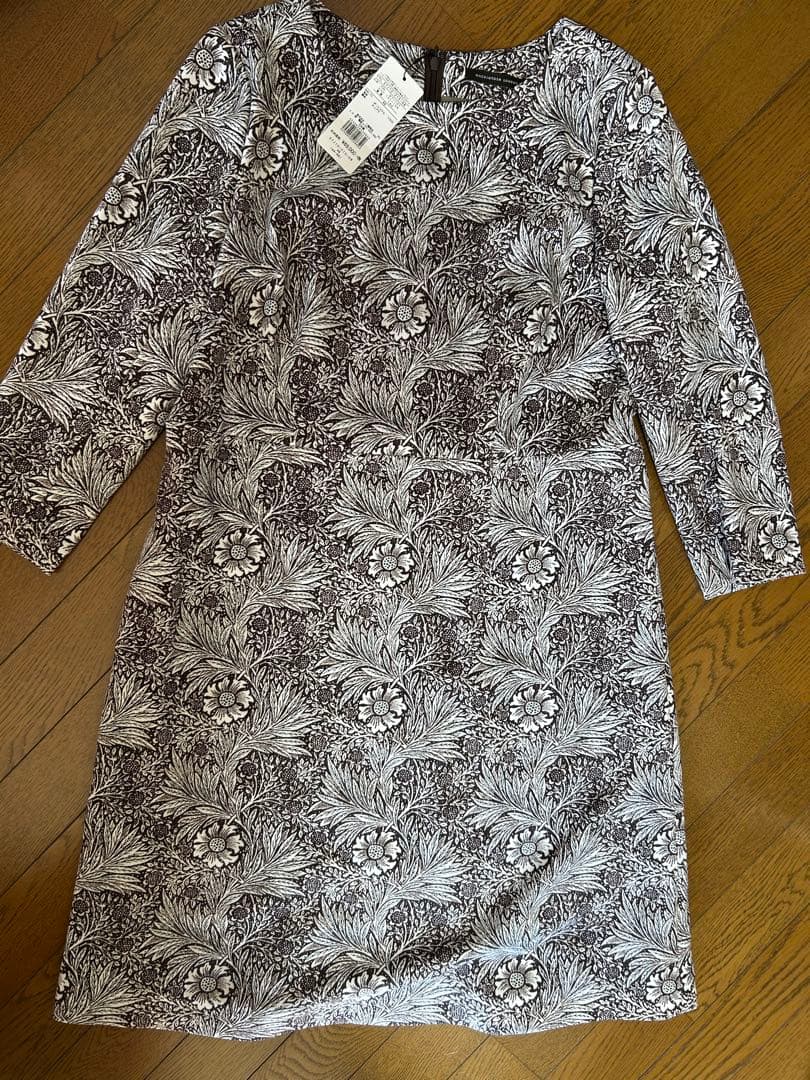 【新品】特価マッキントッシュロンドン花柄七分袖ひざ丈ワンピースサイズ46