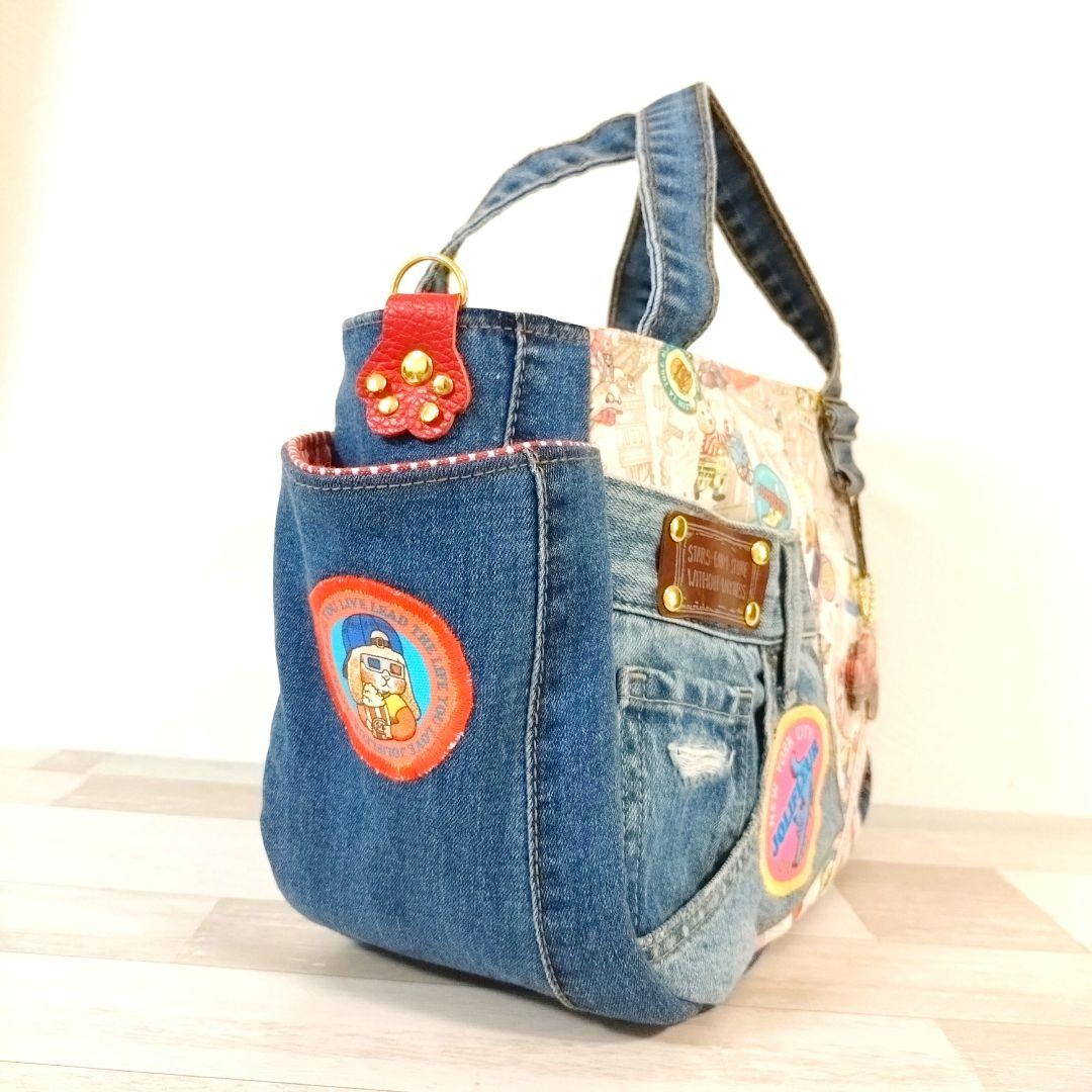 専用☆大判コラコラ×デニムリメイクバッグ ☆ ジョリーフルール