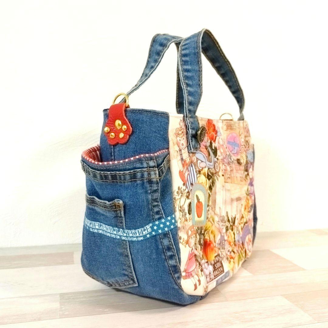 専用☆大判コラコラ×デニムリメイクバッグ ☆ ジョリーフルール