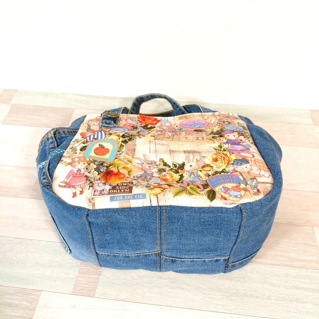 専用☆大判コラコラ×デニムリメイクバッグ ☆ ジョリーフルール