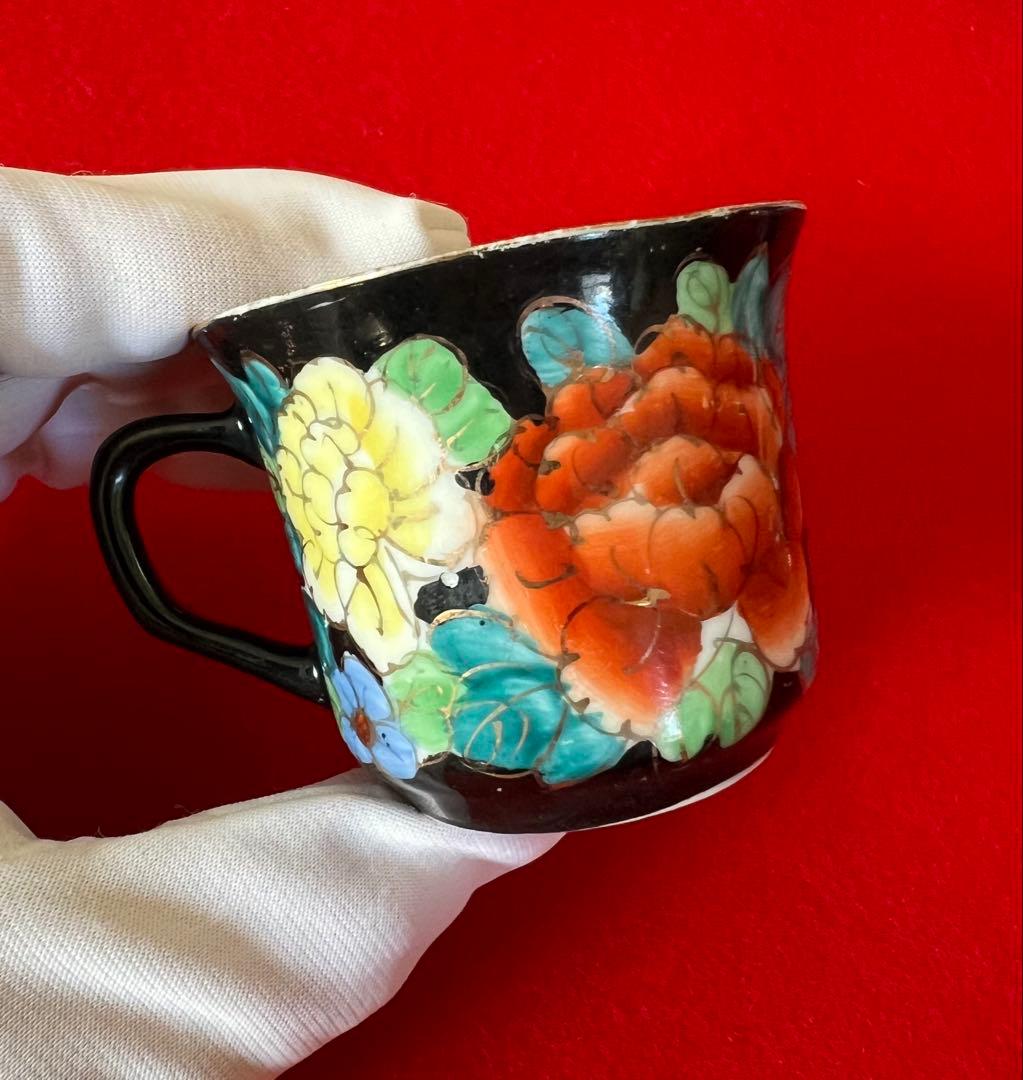 中国美術古玩 汕彩 百花不落地Tea Cup Coffee Cupカップソーサー