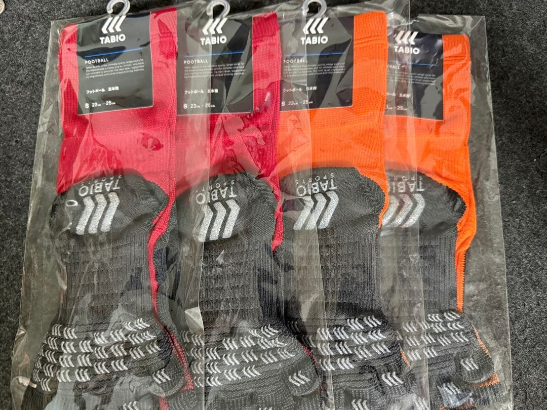 タビオ 5本指ソックスS 23〜25センチ レッド２点 オレンジ２点セット