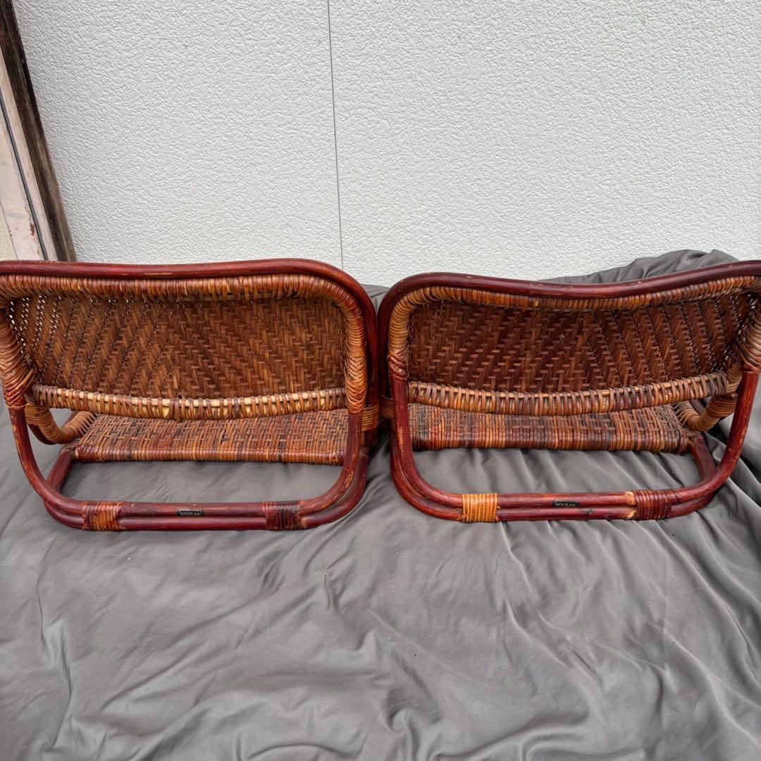 By90　KOIZUMI　座椅子　ラタン　4脚セット　椅子　チェア　和室　古道具