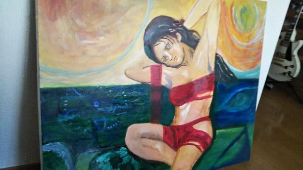 太陽  油絵   【送料無料】