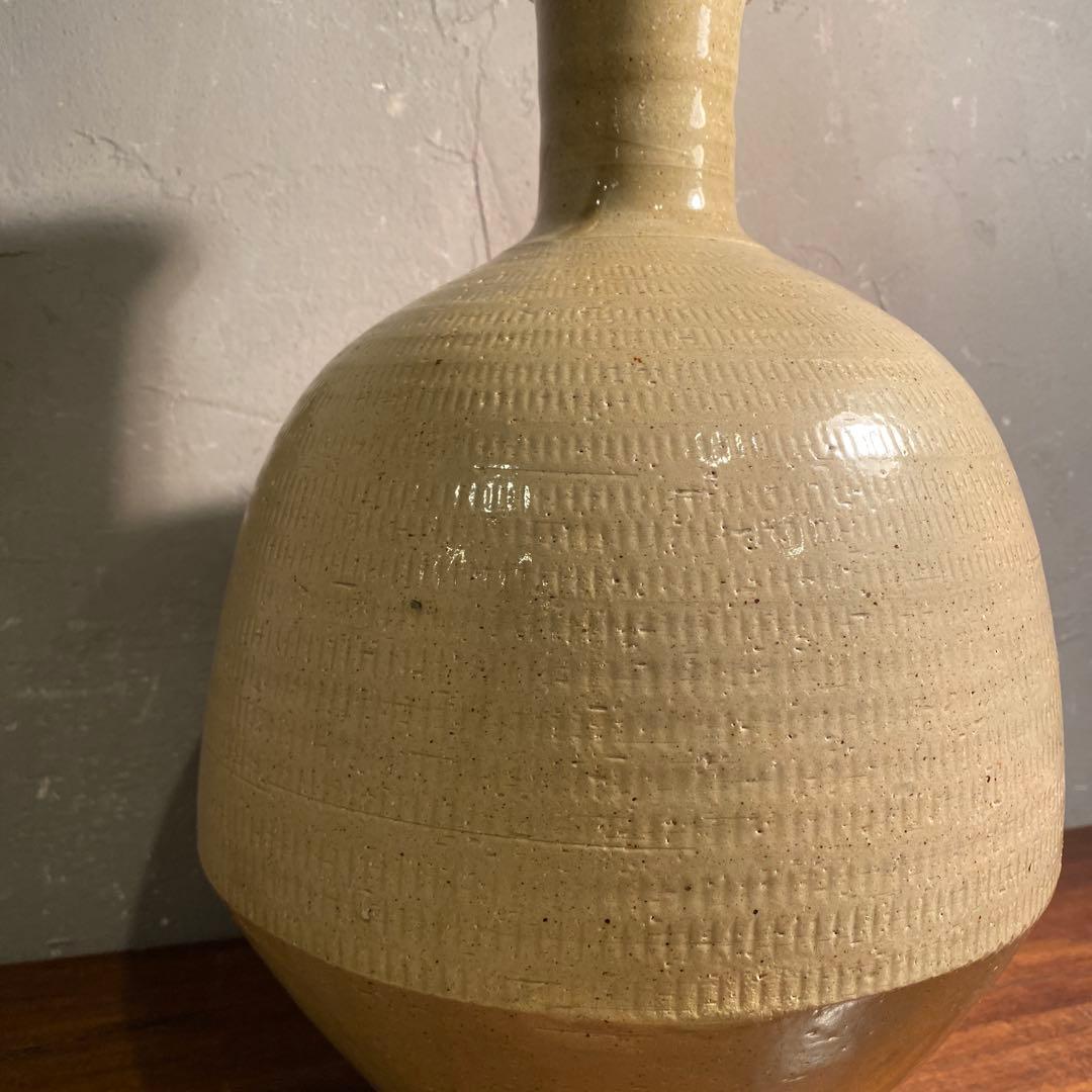 時代物 通い徳利 飛び鉋 大壺 骨董品 花入 酒器 花器 古道具