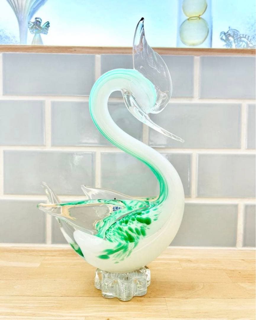 ヴェネチア ベネチア グラス ガラス工芸 swan 白鳥 スワン オブジェ 置物