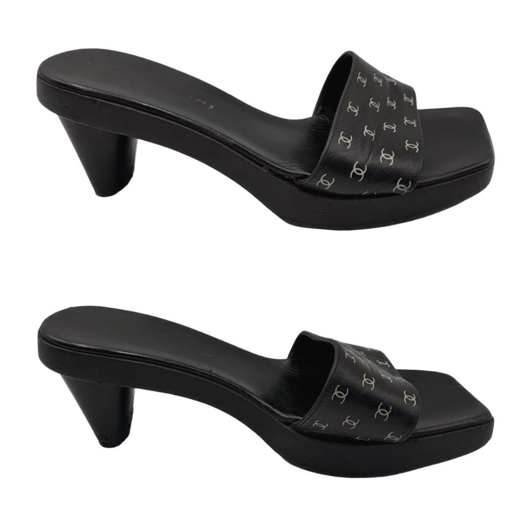 希少✤CHANEL／シャネル ウッド サンダル　23㎝ ココマーク 0201