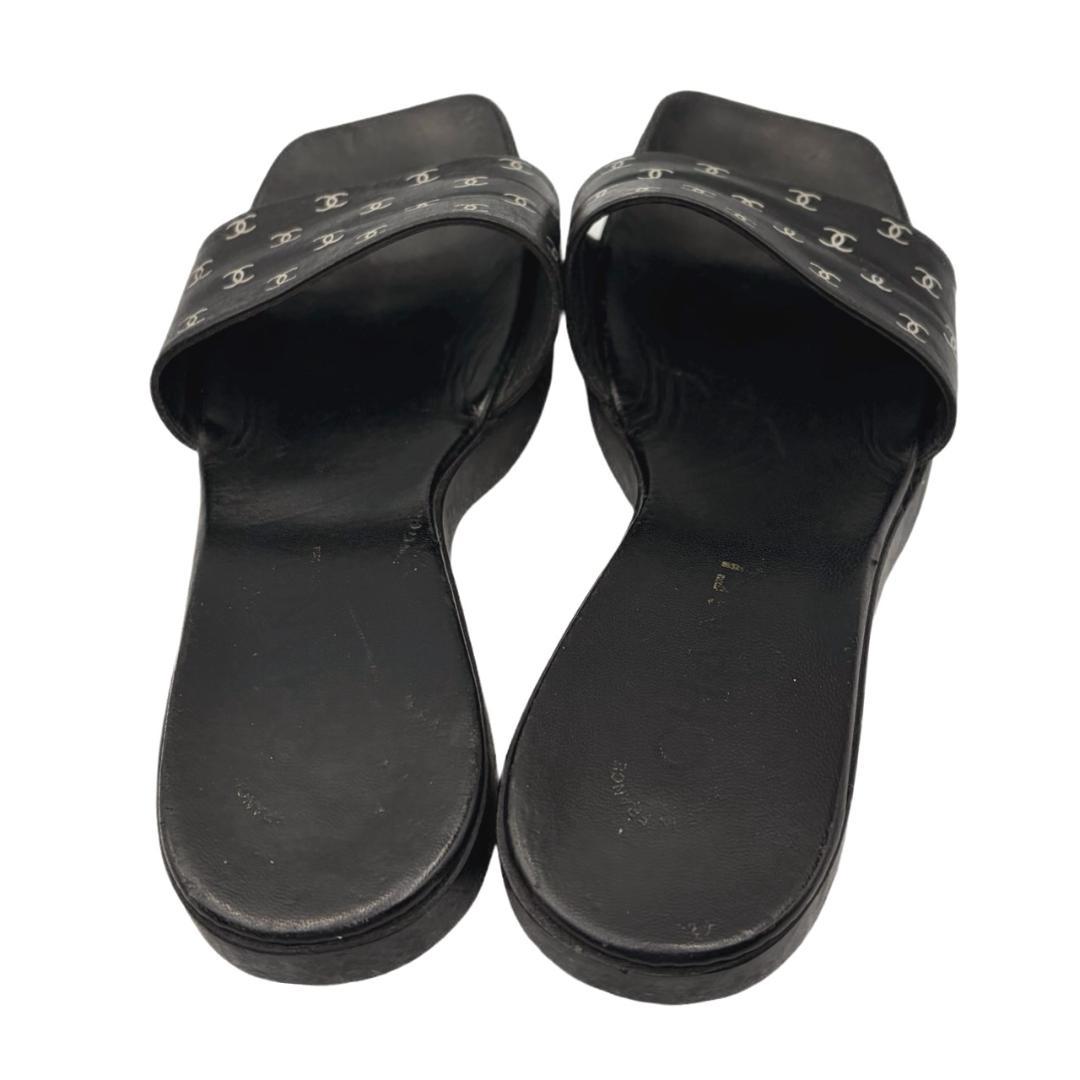 希少✤CHANEL／シャネル ウッド サンダル　23㎝ ココマーク 0201