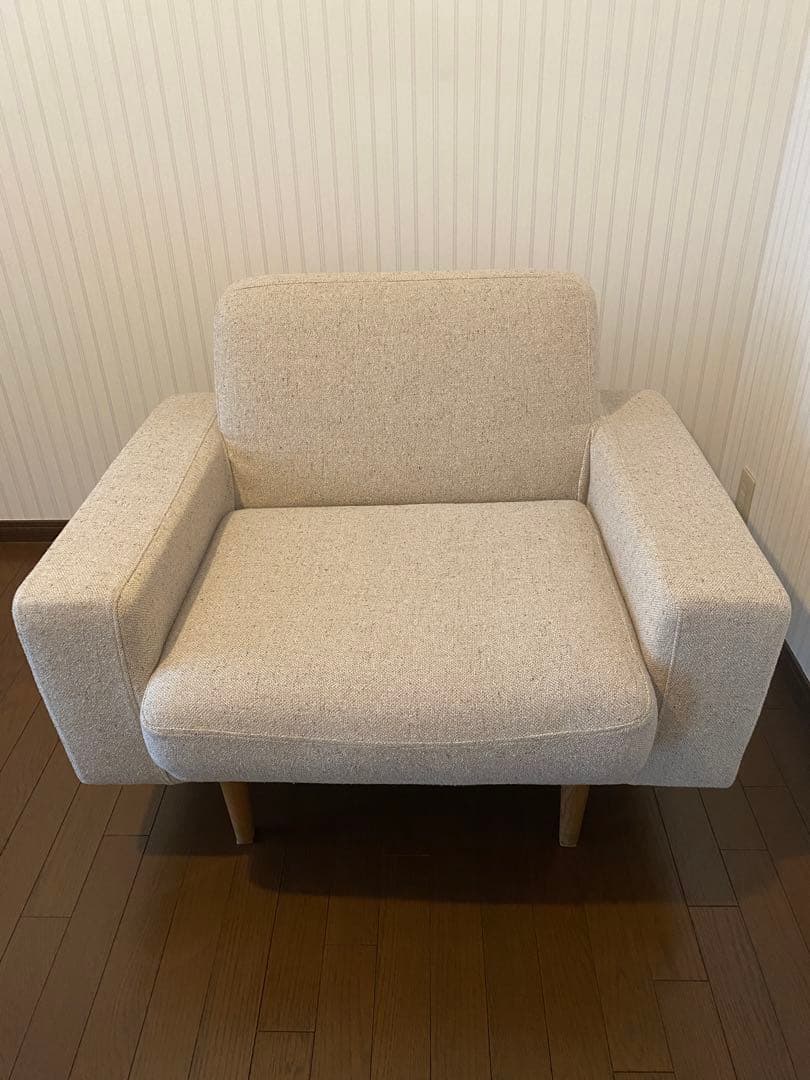 モモナチュラル 1人掛けソファ ベージュ