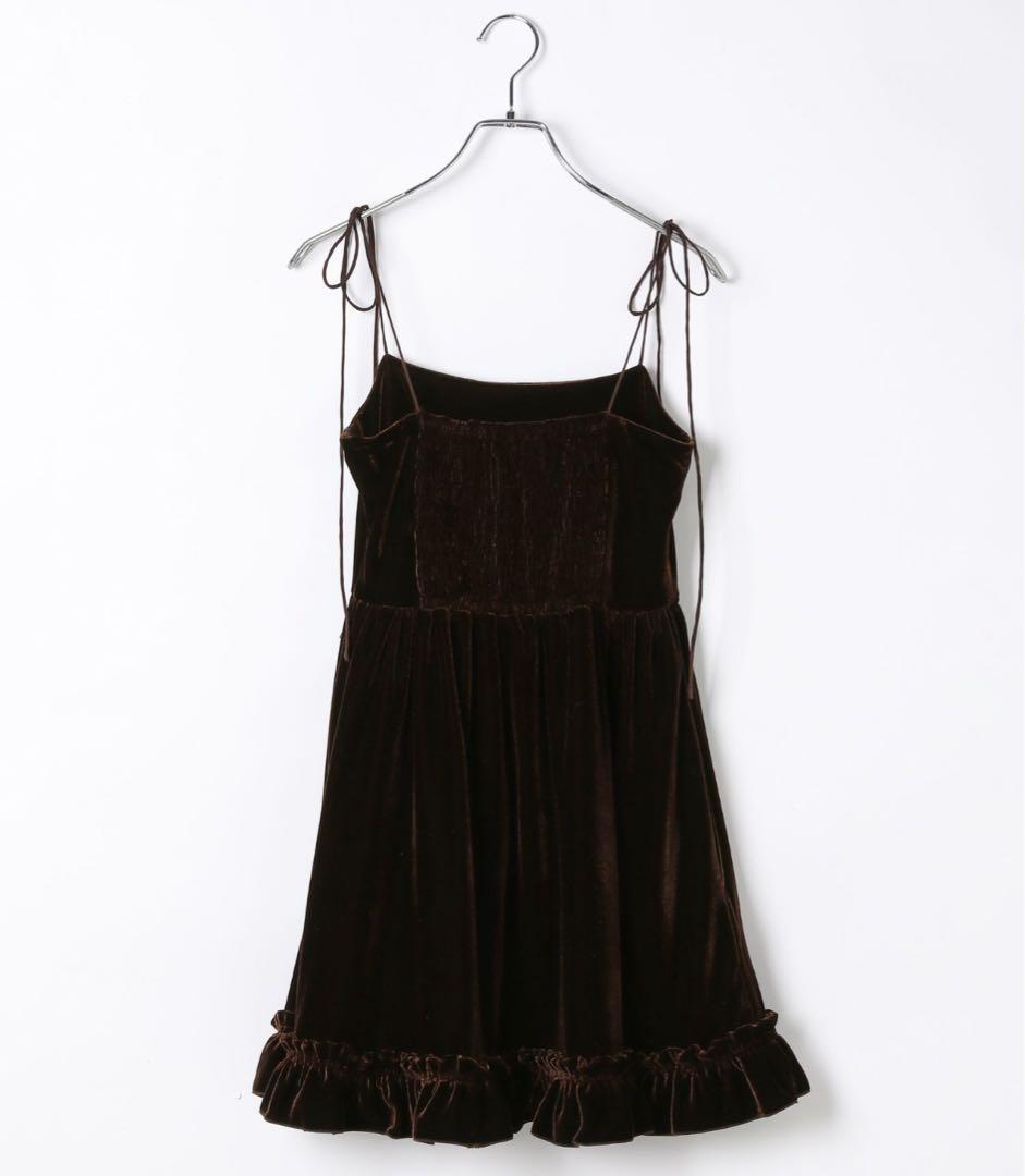 Heather ベロアフリルキャミミニワンピース