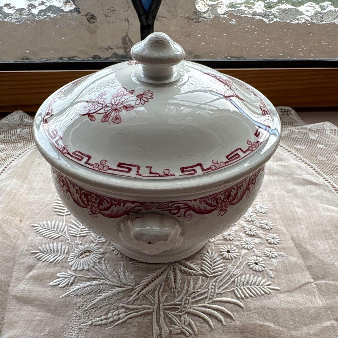 フランス アンティーク サルグミンヌ　ディネット陶器スーピエール、お皿2点セット