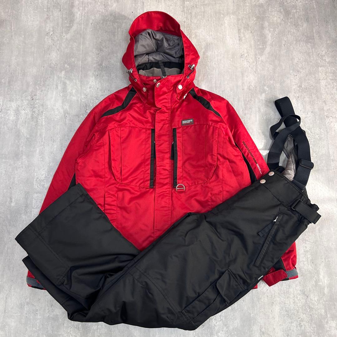 A920 美品 DESCENTE スキーウェア 上下セット メンズ M 赤×黒