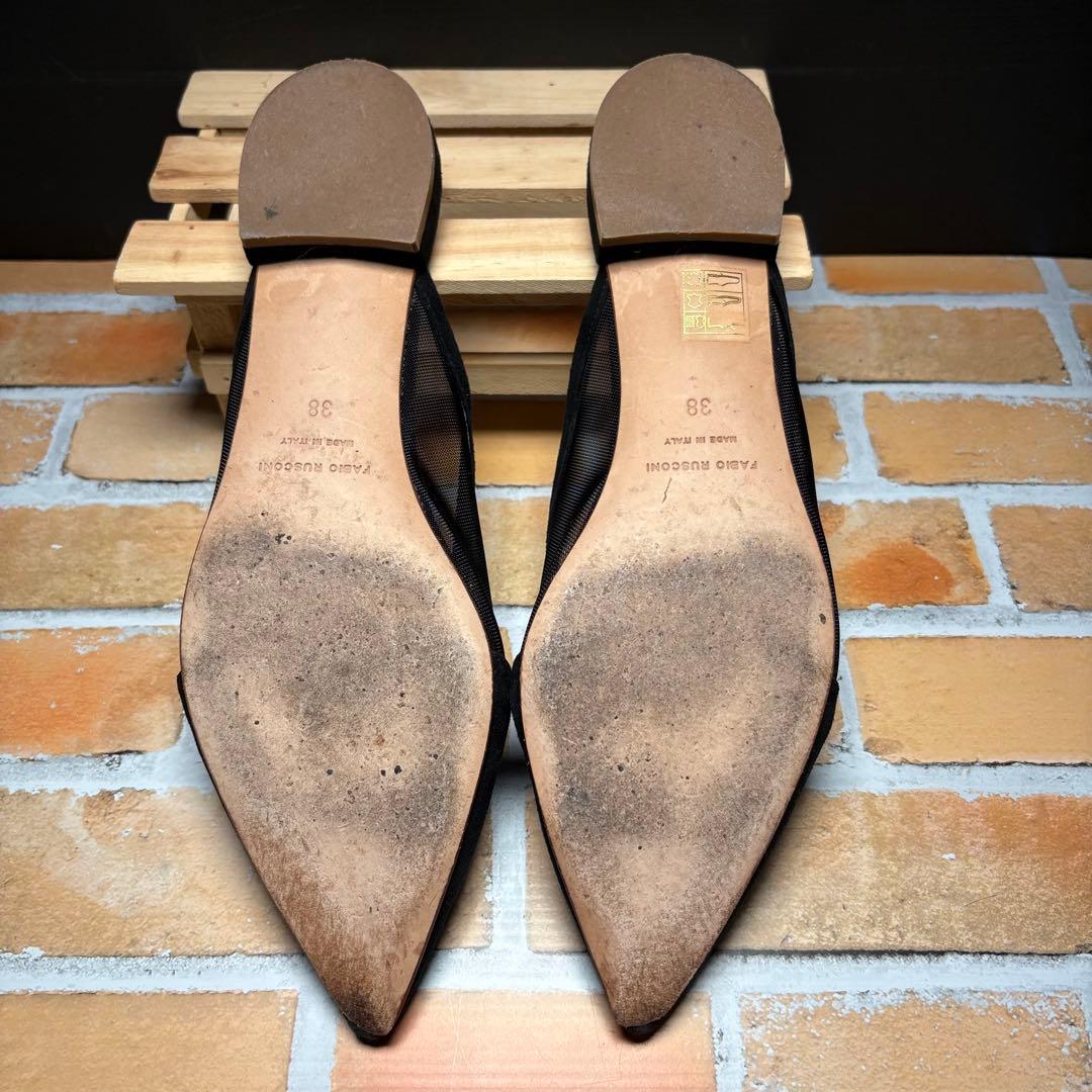 ファビオルスコーニ　ミュール　フラットシューズ　メッシュ　３８　ブラック