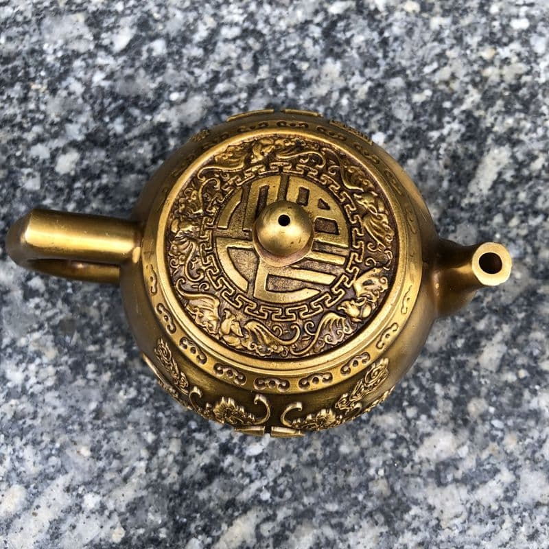 銅 細工 五福字銅壷 茶壺 煎茶器 装飾品 工芸品 置物