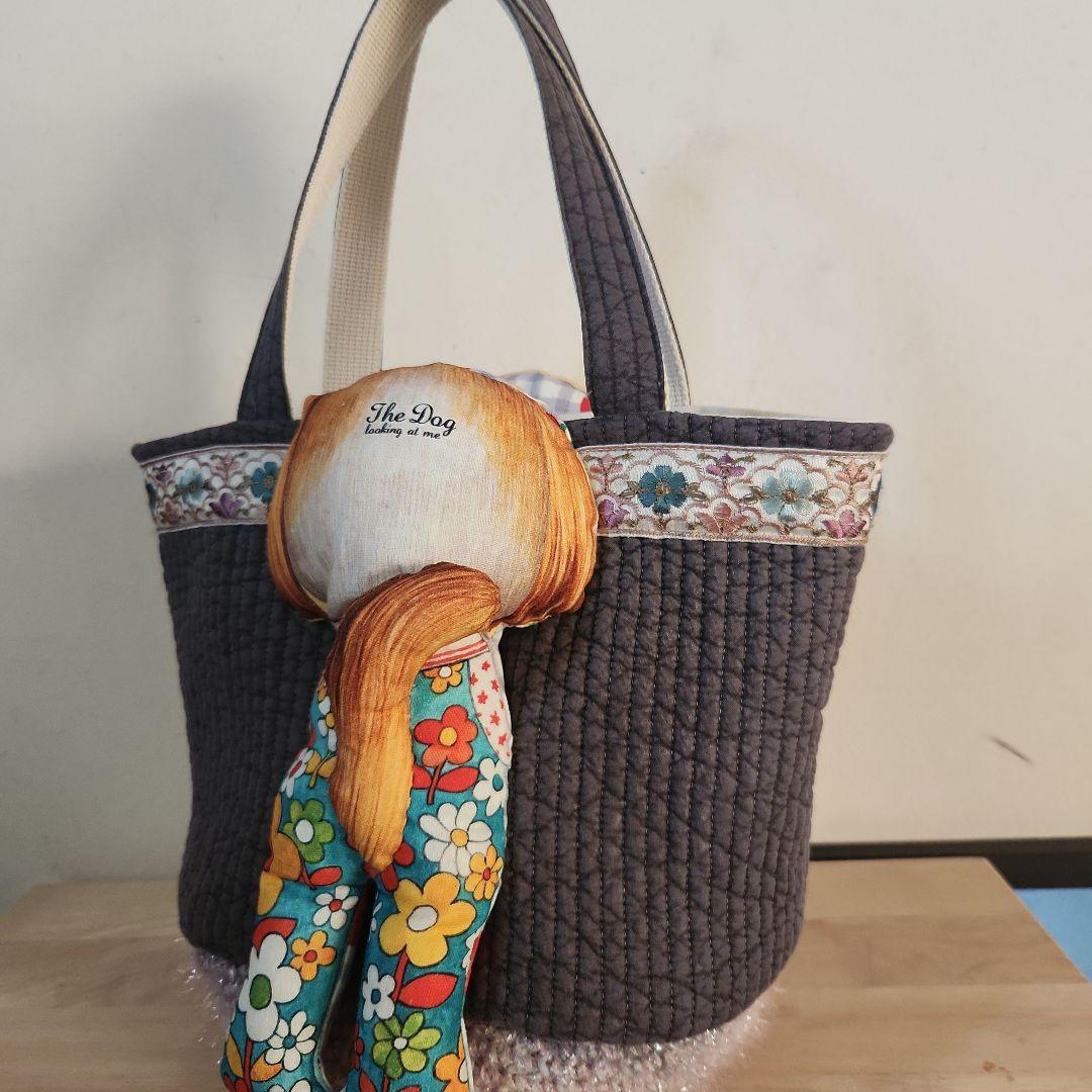 れ*ゃ様 コヤンイサムチョン　アンコちゃんヌビと毛糸のカゴバック ハンドメイド