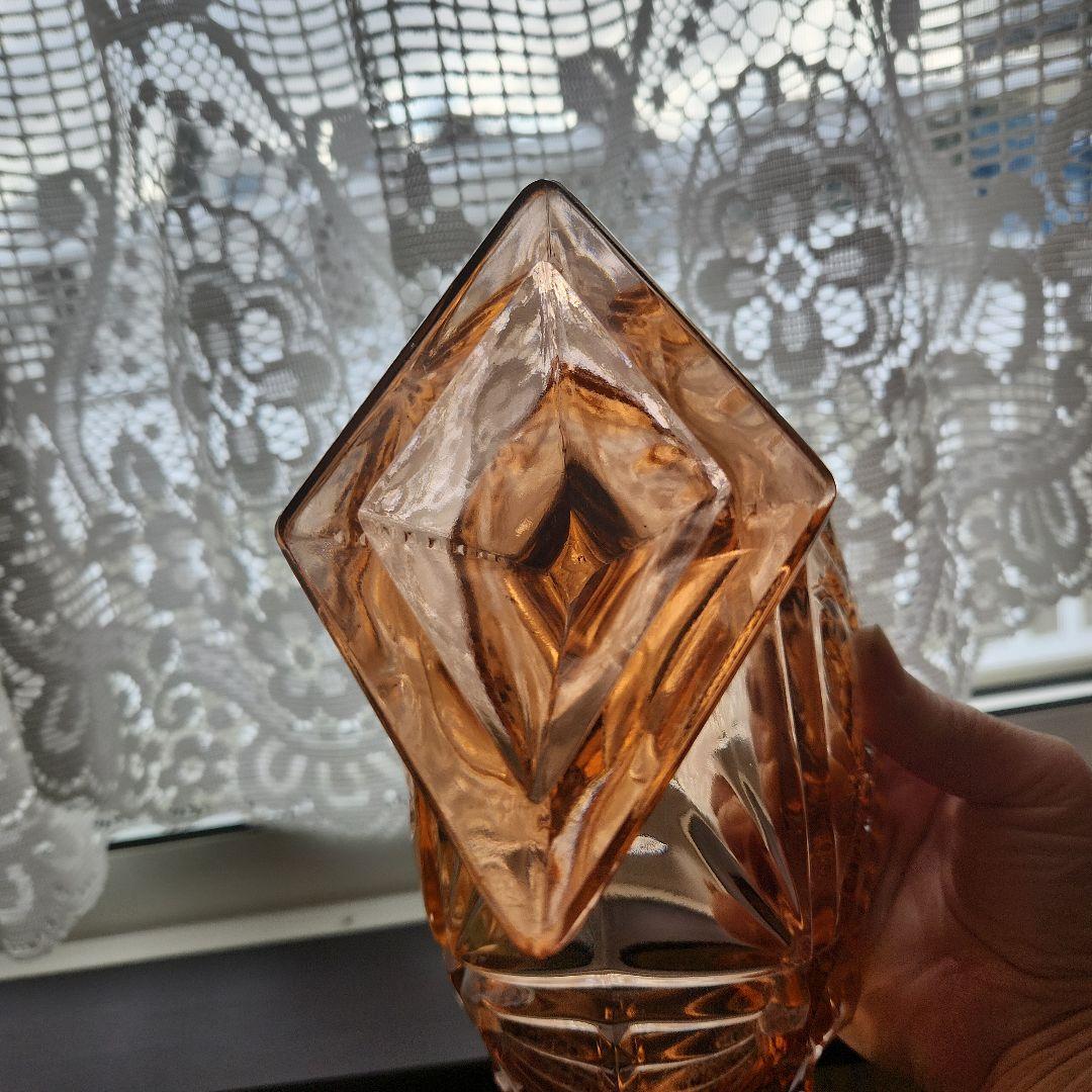 ピンクアンバー　薔薇のコンポート　フラワーベース