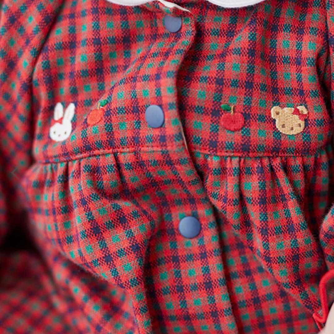 familiarチェック柄ロンパース