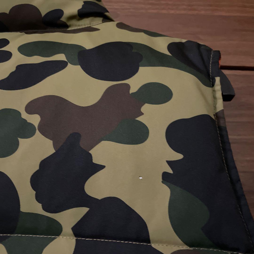 A BATHING APE 迷彩 オレンジ リバーシブル ダウンベスト　エイプ