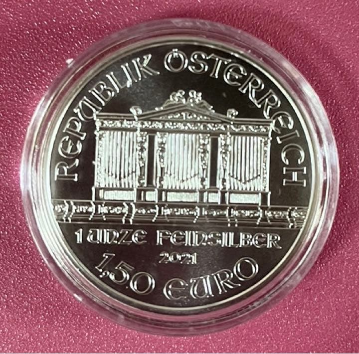 オーストリアウイーン銀貨1オンス2021【クリアケース付き】2枚【新品未使用】