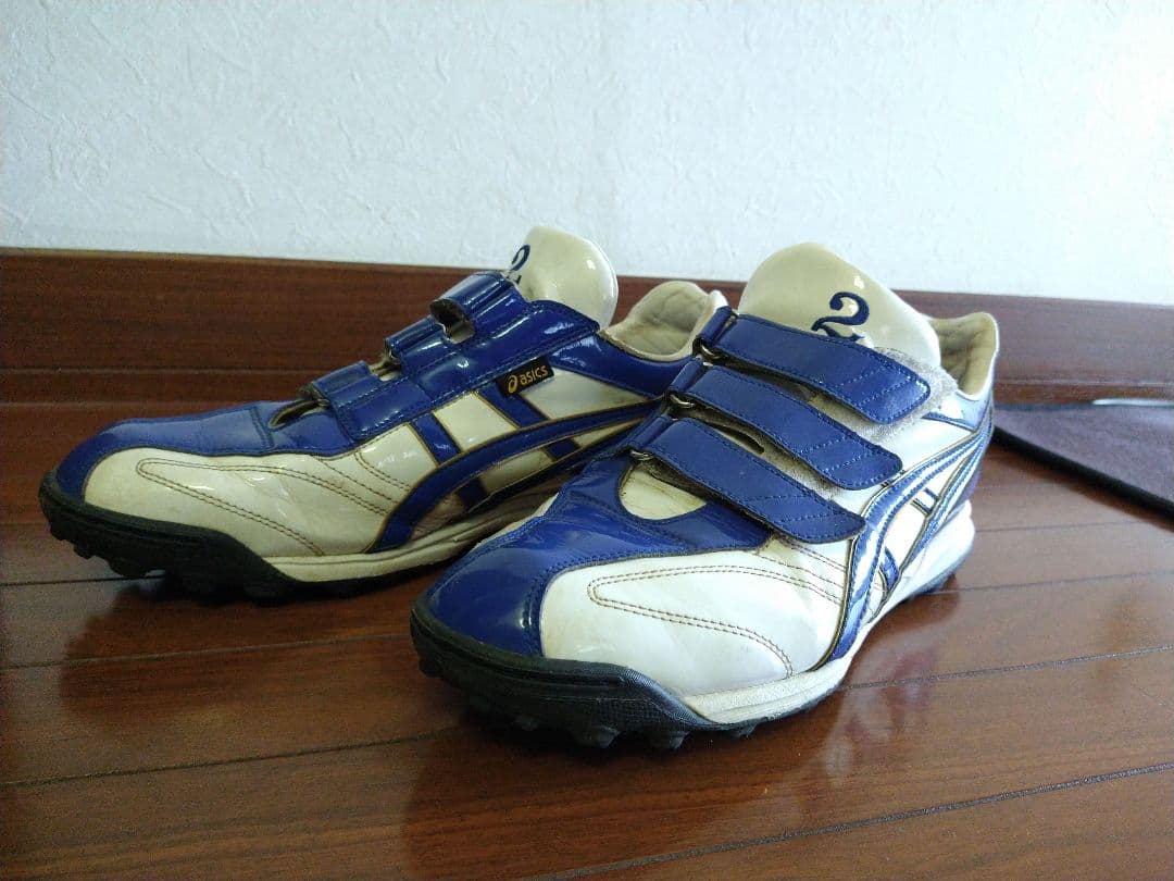 アシックス トレーニングシューズ 青白 ベルクロ　28.5