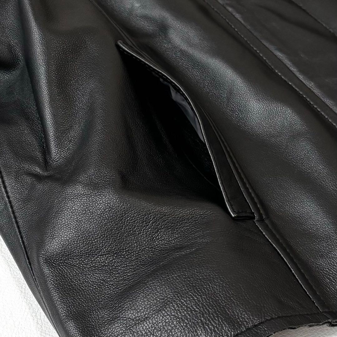 もりのがっこう ラムレザーノーカラージャケットブルゾン L