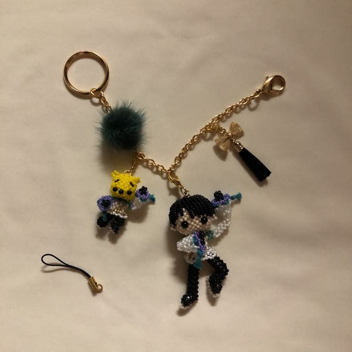 お値下げ⭐︎スケート好き男の子⭐︎あみぐるみビーズストラップチャーム⭐︎3点セット