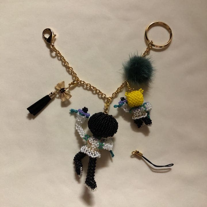 お値下げ⭐︎スケート好き男の子⭐︎あみぐるみビーズストラップチャーム⭐︎3点セット