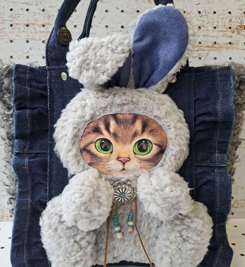 n*o様 コヤンイサムチョン　リトルサンダー　デニムリメイクフリルトートバッグ