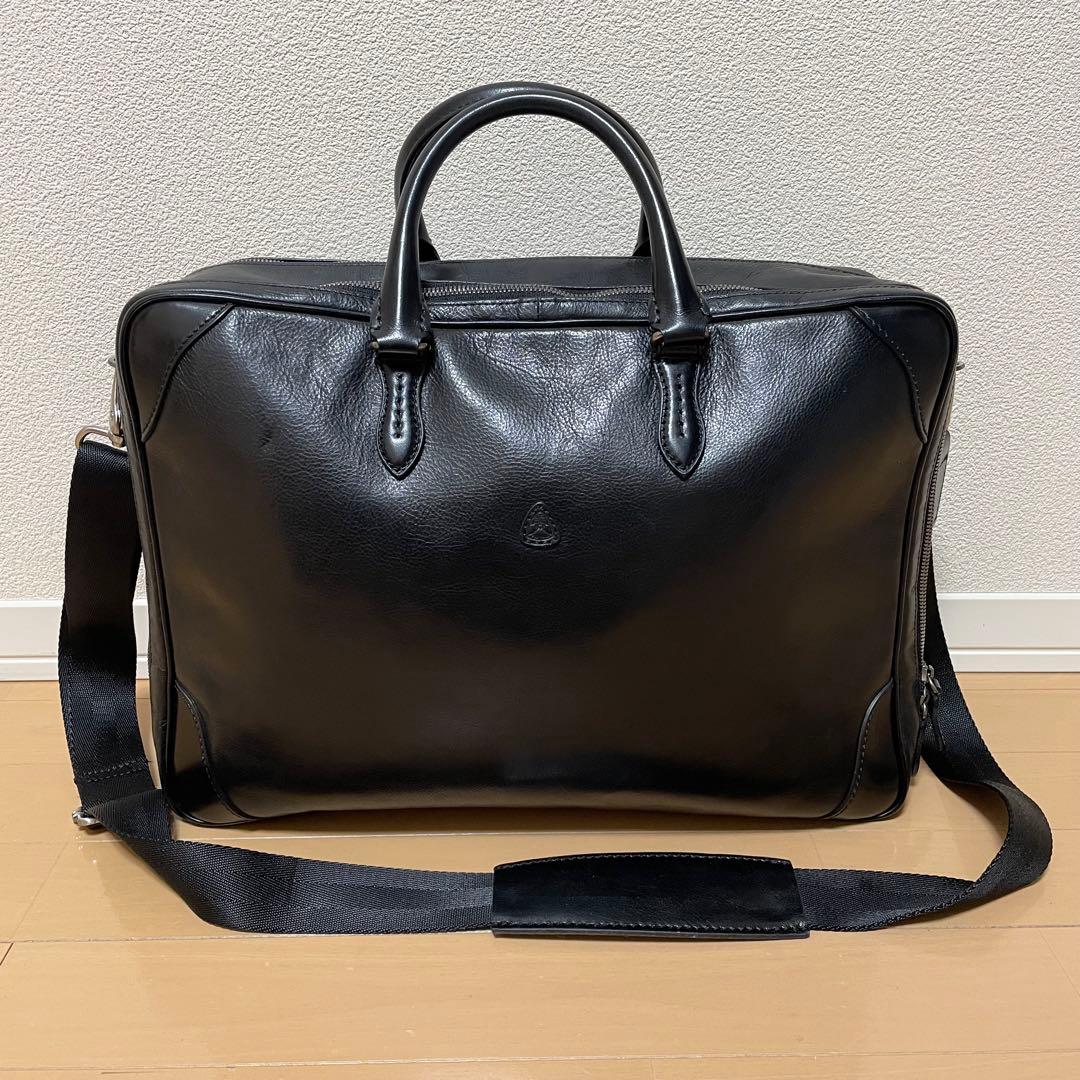 【美品】フジタカ ビジネスバッグ ブリーフケース レザー 2way 2層式 黒