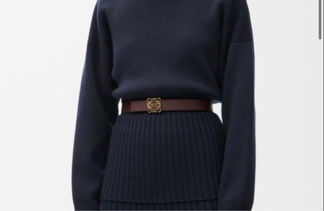 LOEWEリバーシブルアナグラム ベルトスムースカーフBurgundy/Gold